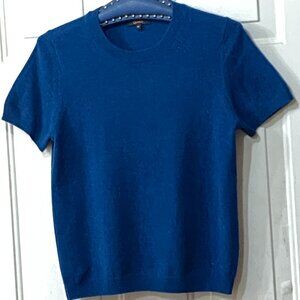 NEW Quince Mongolian Cashmere Sz M Women Sweater Pullover Short Sleeve Dark Blue